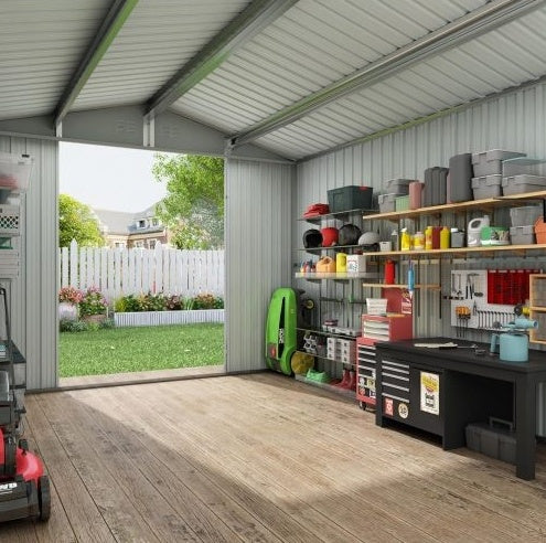Outdoor Sheds 6FT X 8FT   Outdoor Storage Clearance, Metal Anti-Corrosion Utility Tool House With Lockable Door   Shutter Vents, Waterproof Storage Garden Shed For Lawn Patio